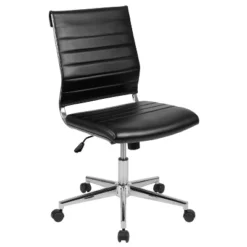 Merrick Lane Ergonomic Swivel Office Chair Ribbed Back And Seat Mid-Back Armless Computer Desk Chair With Metal Base -Smart Office Sets GUEST cf5fd377 bb19 4652 8d41 6a8590c83487