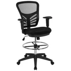Flash Furniture Mid-Back Mesh Ergonomic Drafting Chair With Adjustable Chrome Foot Ring, Adjustable Arms -Smart Office Sets GUEST cf974d7d 9718 4cc3 8d15 4e9876c8afaa