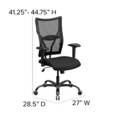 Emma And Oliver 400 Lb. Big & Tall Black Mesh Swivel Ergonomic Office Chair With Adjustable Arms -Smart Office Sets GUEST cfb3ba50 8c5b 441e b708 0ef4f77fd93a