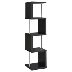 Baxter 4 Shelf Zig Zag Bookcase With Chrome Details - Coaster -Smart Office Sets GUEST d0614982 108b 46e0 b66f 991ef1cd719b