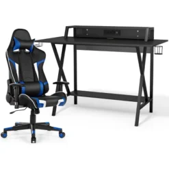 Tangkula Gaming Desk& Massage Gaming Chair Set Gamer Workstation With Headphone Hook -Smart Office Sets GUEST d18c2c64 faff 412d a936 786b53c75df5