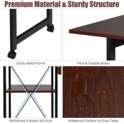 Costway Rolling Computer Desk Folding Writing Office Desk W/ Storage Shelves -Smart Office Sets GUEST d20af193 abc7 4811 bb56 581302a9446f