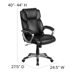 Emma And Oliver Mid-Back Leather Executive Swivel Office Chair With Padded Arms -Smart Office Sets GUEST d2895d54 166f 4ed7 81c2 1ecade56262c