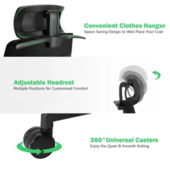 Costway High Back Mesh Office Chair Swivel Reclining Task Chair W/Clothes Hanger -Smart Office Sets GUEST d36a156a 9684 4844 8ed3 691eee390c3c