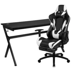 Flash Furniture Gaming Desk And Footrest Reclining Gaming Chair Set - Cup Holder/Headphone Hook/Removable Mouse Pad Top/Wire Management -Smart Office Sets GUEST d417143d 9ea0 4bbc a683 6a25c31dde1d
