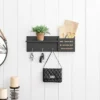 18" Utility Shelf With Pocket And Hanging Hooks Black - Danya B.