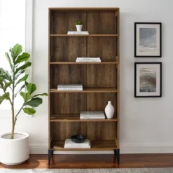 68" Grevaldi Industrial Mesh Side Bookshelf Rustic Oak - Saracina Home -Smart Office Sets GUEST d5f1e6cc c10b 436d 8bec 7eb26f65666f