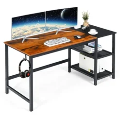 Costway 59'' Home Office Computer Desk Study Laptop Table Detachable Shelf Rustic -Smart Office Sets GUEST d7acda30 b499 4e20 9f53 48f9e6512a90