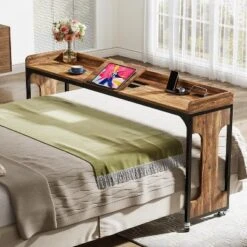 Tribesigns 71" Queen Size Overbed Table With Adjustable Tilt Board, Mobile Laptop Cart With Outlets & USB Ports -Smart Office Sets GUEST d90b090d edb1 40e6 8057 387ec39ac585