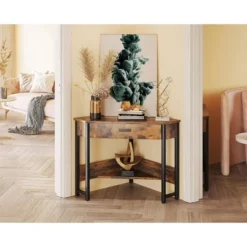 ODK Modern Triangle Corner Fit Computer Workstation With Large Drawer And Bottom Display Shelf For Apartments, Studios, And Office -Smart Office Sets GUEST dad5ebf2 9c4a 4d6a b56a 4ec82ebe2f0a