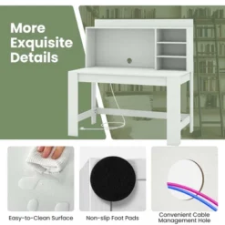 Costway Computer Desk With Hutch 2 Power Outlets USB & Type-c Charging Ports 3 Shelves White/Black -Smart Office Sets GUEST db429010 fb46 4d85 bfe7 ecd41157d145