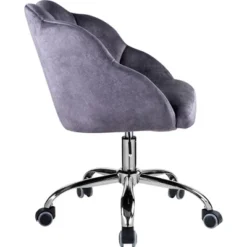 Simple Relax Office Chair In Dark Gray Velvet And Chrome -Smart Office Sets GUEST db5e64a5 9d4c 44dc b53f aad7f92a689d