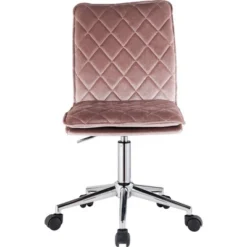 Fabric Upholstered Office Chair Pink/Silver - Benzara
