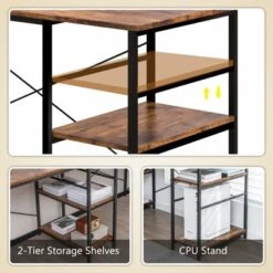 Tangkula Large L-shaped Computer Desk 60” Convertible Corner Desk With 4 Storage Shelves 95” 2-Person Long Study Writing Workstation Black/Rustic Brown/Natural/Grey -Smart Office Sets GUEST dc54e1fd 70ca 434a 9448 de68573c8ab6