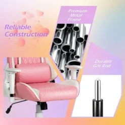 Costway Gaming Chair Racing Style Adjustable Swivel Computer Office Chair Pink -Smart Office Sets GUEST dea8ca8d 090c 4eea 95fb 144bdf5bc310
