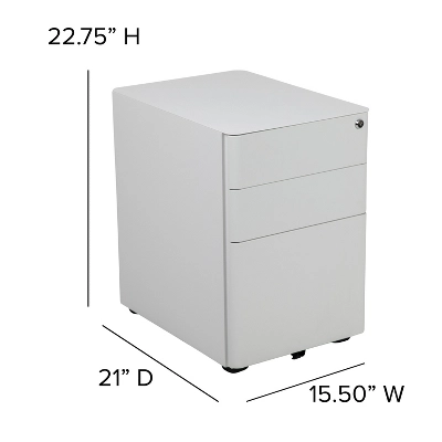 Flash Furniture Modern 3-Drawer Mobile Locking Filing Cabinet With Anti-Tilt Mechanism And Hanging Drawer For Legal & Letter Files 7 Flash Furniture Modern 3-Drawer Mobile Locking Filing Cabinet With Anti-Tilt Mechanism And Hanging Drawer For Legal & Letter Files - Image 5