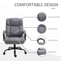 Vinsetto High Back Big And Tall Executive Office Chair 484lbs With Wide Seat Computer Desk Chair With Linen Fabric Swivel Wheels Light Gray -Smart Office Sets GUEST df93c8fa df55 4817 92d0 62c1a977cbb9