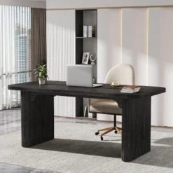 Tribesigns 62" Executive Desk, Large Office Computer Desk With Double Pedestal, Modern Simple Rectangle Writing Table For Home Office