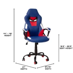 BlackArc High Back Gaming Chair With Red And Blue Faux Leather Upholstery, Adjustable Swivel Seat And Padded Flip-Up Arms -Smart Office Sets GUEST e0855ac8 4862 43d1 a93e 9f9fbc5fe75c