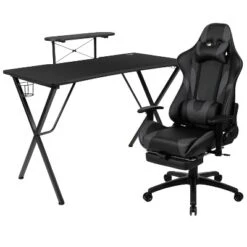 Flash Furniture Gaming Desk And Footrest Reclining Gaming Chair Set With Cup Holder, Headphone Hook, And Monitor/Smartphone Stand -Smart Office Sets GUEST e1c947e8 505a 4ab7 aae4 99e0c9f78e53