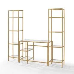 3pc Aimee Desk And Etagere Set Soft Gold - Crosley -Smart Office Sets GUEST e246d01a af8e 44eb ac6c 6860703fc30c