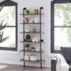 Modern Industrial 6-Tier Iron Pipe Wall Mount Ladder Shelf Distressed Wood - Danya B. -Smart Office Sets GUEST e29c9420 545c 405c ae0b 69846e0750d4