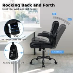 Hoffree Reclining Office Chair Ergonomic Computer Desk Chair W/ Flip-Up Arms, Pocket Spring Seat, Tilt & Hidden Storage -Smart Office Sets GUEST e2a2b345 2f5e 44b1 a231 38434b20f06c