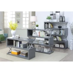 Sheena Contemporary Bookcase In Glossy Gray - Furniture Of America -Smart Office Sets GUEST e2e927d9 3c2a 43ce ae7c 15463f65423a