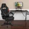Flash Furniture Gaming Desk With Cup Holder/Headphone Hook/Monitor Stand & Reclining Back/Arms Gaming Chair With Footrest -Smart Office Sets GUEST e3242b99 1f30 41ff 85d1 5d88ee227430