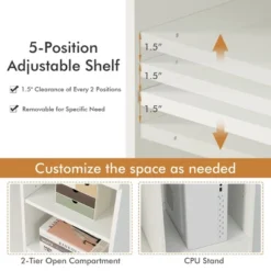 Costway Computer Desk Home Office Workstation Study Laptop Table With Keyboard Tray Drawer Black/White -Smart Office Sets GUEST e3267387 69ec 4905 a69f 3bc471171b26