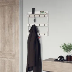 Emma And Oliver Wall Mounted Mug Rack With 12 Coffee Cup Hangers And Built-In Shelf For Coffee, Sugar & More -Smart Office Sets GUEST e3d76a06 2127 4e4e 8d8a 526a76358ac3