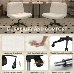 Yaheetech Swivel Desk Chair With No Arms For Home Office Study Bedroom -Smart Office Sets GUEST e3e2b817 fd90 4d10 af64 d0f77441e67b