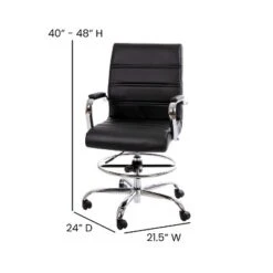 Emma And Oliver Mid-Back LeatherSoft Drafting Chair With Adjustable Foot Ring And Chrome Base -Smart Office Sets GUEST e40f5012 a45b 4212 919e a2cbeaa5c8e4