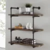 35" X 31.5" Three Tier Industrial Pipe Wall Shelf Natural - Danya B. -Smart Office Sets GUEST e41785a6 80b6 4a03 8edc 31612f8f3c90
