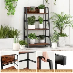 Costway 3-Tier Ladder Bookshelf Industrial Storage Rack Bookcase Plant Display Shelf -Smart Office Sets GUEST e64c3eda 546e 4943 bf9e ad2b833a694d