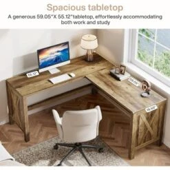 Tribesigns L-Shaped Executive Desk, 59 X 55-in Corner Computer Desk With Reinforced Panels, Farmhouse Workstation Furniture For Home Office -Smart Office Sets GUEST e766aeee 5bb3 44c0 989f 313fe4f425c2