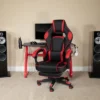 Flash Furniture Gaming Desk With Cup Holder/Headphone Hook & Reclining Back/Arms Gaming Chair With Footrest