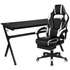 Flash Furniture Gaming Desk With Cup Holder/Headphone Hook/Removable Mousepad Top & Reclining Back/Arms Gaming Chair With Footrest -Smart Office Sets GUEST e83372ce 1d7b 4bba b0a1 0286982c596f