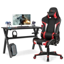 Costway X-Shaped Gaming Desk & Racing Style Massage Chair Set Home Office Black+White/Blue/Grey/Red -Smart Office Sets GUEST e9703243 e3b2 497e a1ec c5ad1f6dfe46