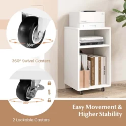 Costway Mobile File Cabinet Wooden Printer Stand Vertical Storage Organizer Home Office -Smart Office Sets GUEST e9f200cc 812b 4488 ac47 546a33bd6453