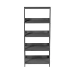 Lavish Home 4-Tier Ladder Bookshelf Freestanding Wooden Bookcase, Gray -Smart Office Sets GUEST ea651227 5b73 415a 9f7c fb5952fae32d