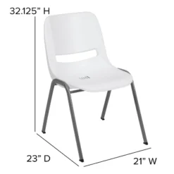 Emma And Oliver White Ergonomic Shell Student Stack Chair - Classroom Chair / Office Guest Chair -Smart Office Sets GUEST eaef3764 aed2 4728 bb18 88b6aec3e8e4