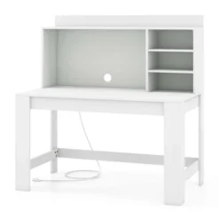Costway Computer Desk With Hutch 2 Power Outlets USB & Type-c Charging Ports 3 Shelves White/Black -Smart Office Sets GUEST eba5c7e1 5d34 4682 9b4f 4c79077a00cb