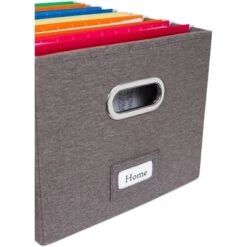 Internet's Best 2-Pack Collapsible File Storage Organizer With Lid - Grey -Smart Office Sets GUEST ec171cc1 93e1 457e a470 654d47c8088f