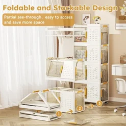 Stackable Storage Bins With Lids 4-Tier, Plastic Storage Bins With Wheels And External Hooks, Mobile Multifunction Utility Storage Organizer -Smart Office Sets GUEST ec273555 252b 4cd5 9a0e 94f1e568eca6