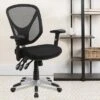 Emma And Oliver Mid-Back Black Mesh Multifunction Swivel Ergonomic Task Office Chair - Arms