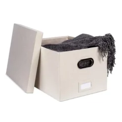 BirdRock Home 1-Pack Collapsible File Storage Organizer With Lid - Cream -Smart Office Sets GUEST eccc3a9d 8811 4349 adb3 98b25f64275c