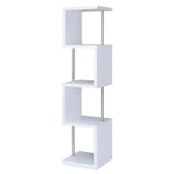 Baxter 4 Shelf Zig Zag Bookcase With Chrome Details - Coaster -Smart Office Sets GUEST ed7a402d 78b6 4b9d b576 91401e2e8c6f