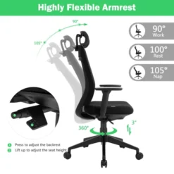 Costway High Back Mesh Office Chair Swivel Reclining Task Chair W/Clothes Hanger -Smart Office Sets GUEST ed80ae31 b9d4 4609 be77 23da7863e2f7