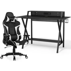 Tangkula Gaming Desk& Massage Gaming Chair Set Gamer Workstation With Headphone Hook -Smart Office Sets GUEST ed85cde0 dcbc 43a3 aff7 3de732c57cdc